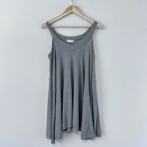 Altard State Medium Gray Top Waffle Knit Cold Shoulder Relaxed Flowy Fit